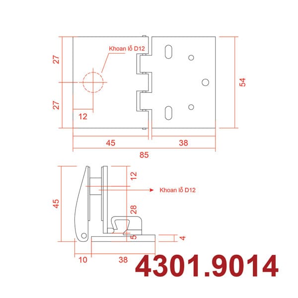 Bản lề tủ kính 9014 - Ảnh 4