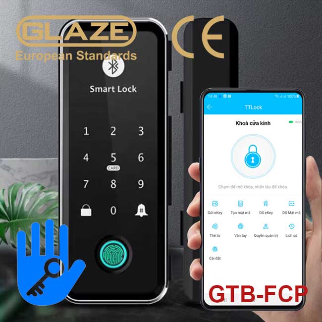Khóa cửa kính vân tay GTB